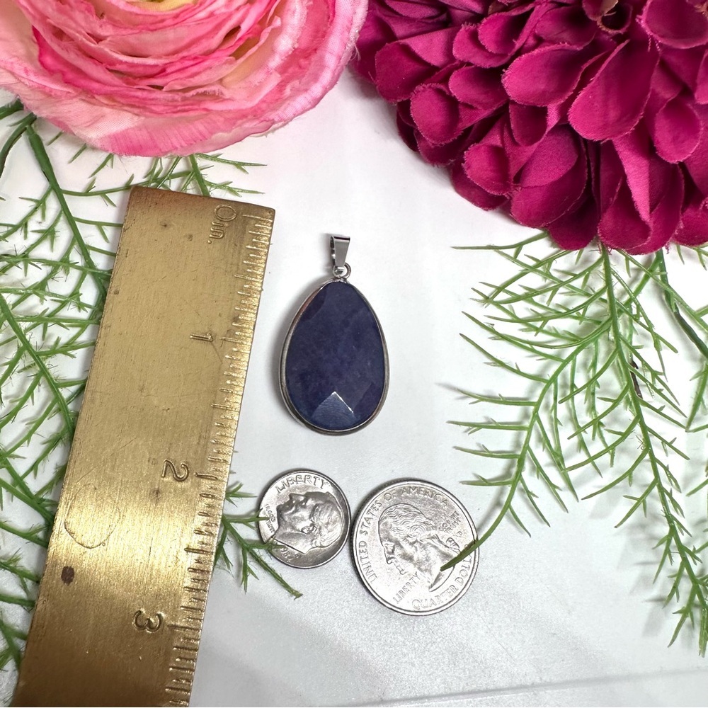 NEW⚜️Indigo Agate Stone Teardrop Pendant Charm - Picture 7 of 7